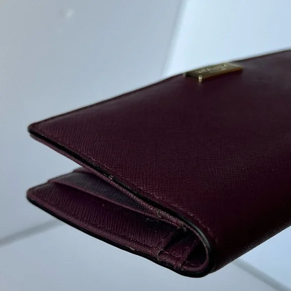 Kate Spade Bifold Wallet Card Holder Burgundish Red Wine Color - Picture 7 of 16